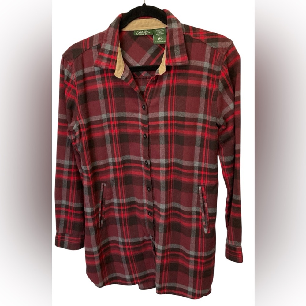 Women's Stillwater Red and Black Plaid Tunic Style Shirt size M